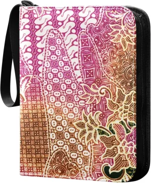 Exnundod Colorful Beautiful Flowers Trading Card Binder for Cards, Embroidery Card Album 4-Pockets for 400 Cards with Removable Sleeves PU Baseball Card Holder Football Sports Card Collection
