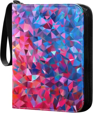 Exnundod Rainbow Colorful Trading Card Binder for Cards, Card Album 4-Pockets for 400 Cards with Removable Sleeves PU Baseball Card Holder Football Sports Card Collection
