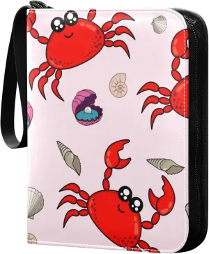 Exnundod Sport Card Binder Colorful Crab on The Abstract Background Create A Fun Cartoon Drawing 4 Pocket Trading Card Binder PU Leather Card Collection 400 Cards Organizer Trading Card Albums for S