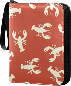 Exnundod Sport Card Binder Crawfish Lobster 4 Pocket Trading Card Binder PU Leather Card Collection 400 Cards Organizer Trading Card Albums for Sports Game Card