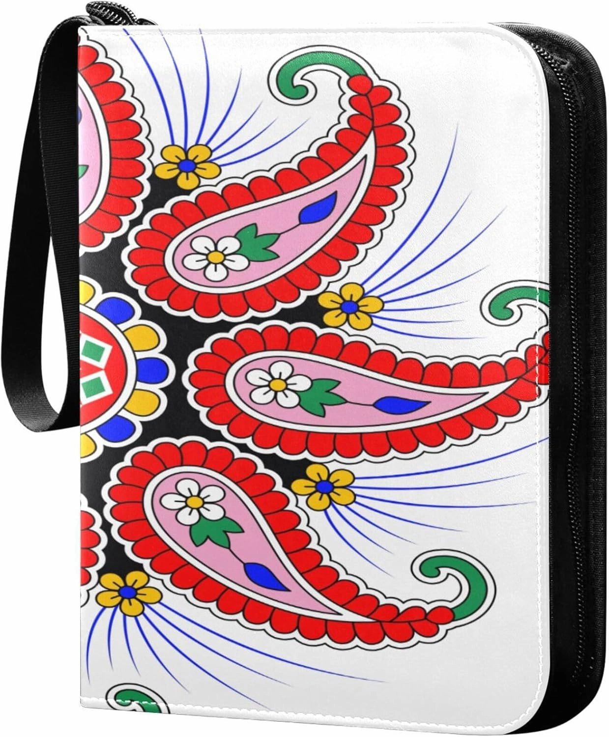 Exnundod 4 Pocket Trading Card Binder Colorful Paisley, PU Leather Card Collection Binder Art 400 Cards Organizer Binder Collectible Trading Card Albums for Sports Game Card