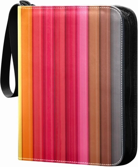Exnundod 4 Pocket Trading Card Binder Crayons Pencil PU Leather Card Collection Binder Colorful Sports Card Binder 400 Cards Organizer Binder Collectible Trading Card Albums