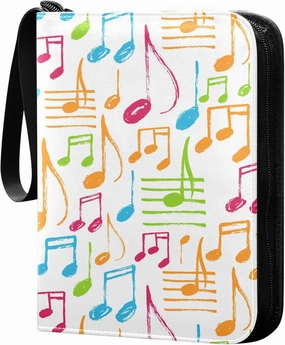 Exnundod Colorful Music Score Trading Card Binder for Cards, Card Album 4-Pockets for 400 Cards with Removable Sleeves PU Baseball Card Holder Football Sports Card Collection