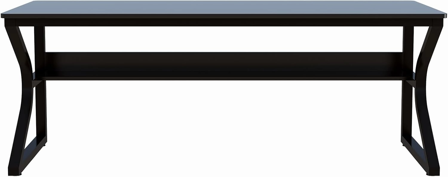 Extra Long Desk with Bookshelf - 71" Double Long Writing Table for 2-Person Workstation, Modern Study Work Computer Desk for Home and Office, Black