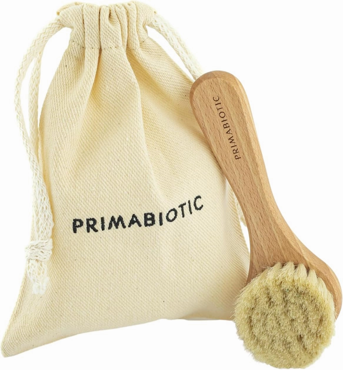 Facial Massage Brush with Pouch – Eco-Friendly Product from Europe – Oak Wood & Goat Hair – Suitable for All Skin Types – Includes Handcrafted Pouch