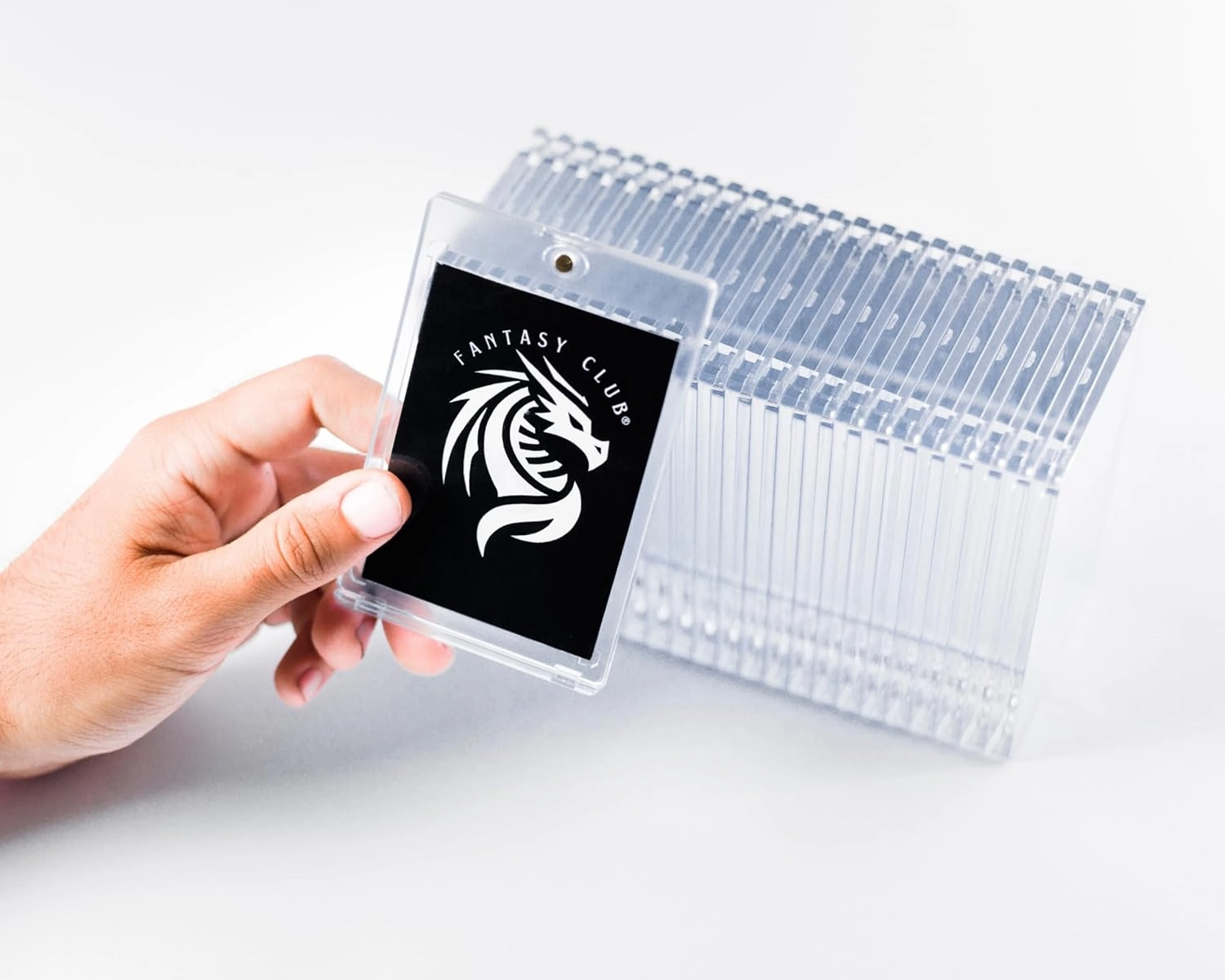 FANTASY CLUB | 25 One-Touch Magnetic Card Holders – Ultra Clear, 35pt Fit, and 99.8% UV Protection | Secure No-Screw Closure for Standard Size Cards | Showcase and Protect Your Best Pulls