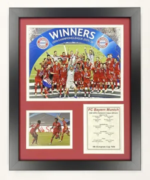 FC Bayern Munich | 2020 UEFA Champions League Champions Collectible | Framed Photo Collage Wall Art Decor - 12" x 15" | Legends Never Die