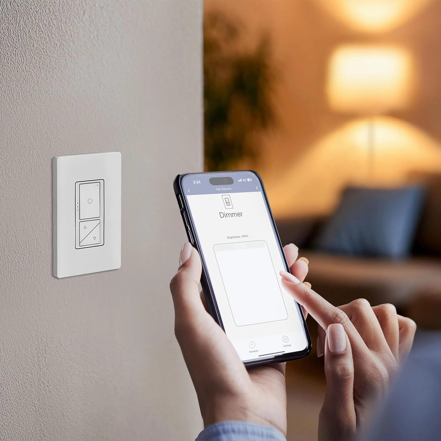 Feit Electric Smart WiFi Dimmer Switch with Remote, Single-Pole/3-Way, Voice Control with Alexa & Google Asst, Wireless Wall-Mount Remote, App Control, Neutral Wire Required, DIM/Button/WiFi White