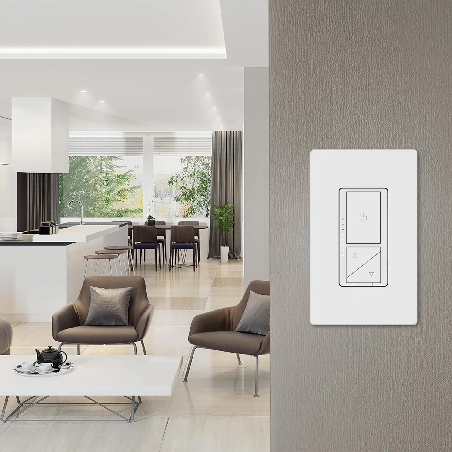 Feit Electric Smart WiFi Dimmer Switch with Remote, Single-Pole/3-Way, Voice Control with Alexa & Google Asst, Wireless Wall-Mount Remote, App Control, Neutral Wire Required, DIM/Button/WiFi White