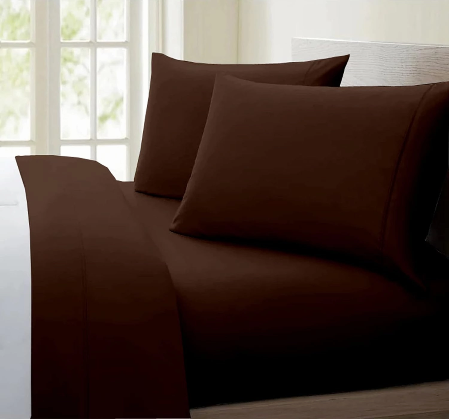 Femini Fashion Extra Deep Pocket 800 Thread Count 100% Egyptain Cotton Sheet Set, [4 PCs] 28 Inch Extra Deep Pockets, Long Staple Combed Cotton Bedsheets, Silky Sateen Weave (Full, Chocolate)