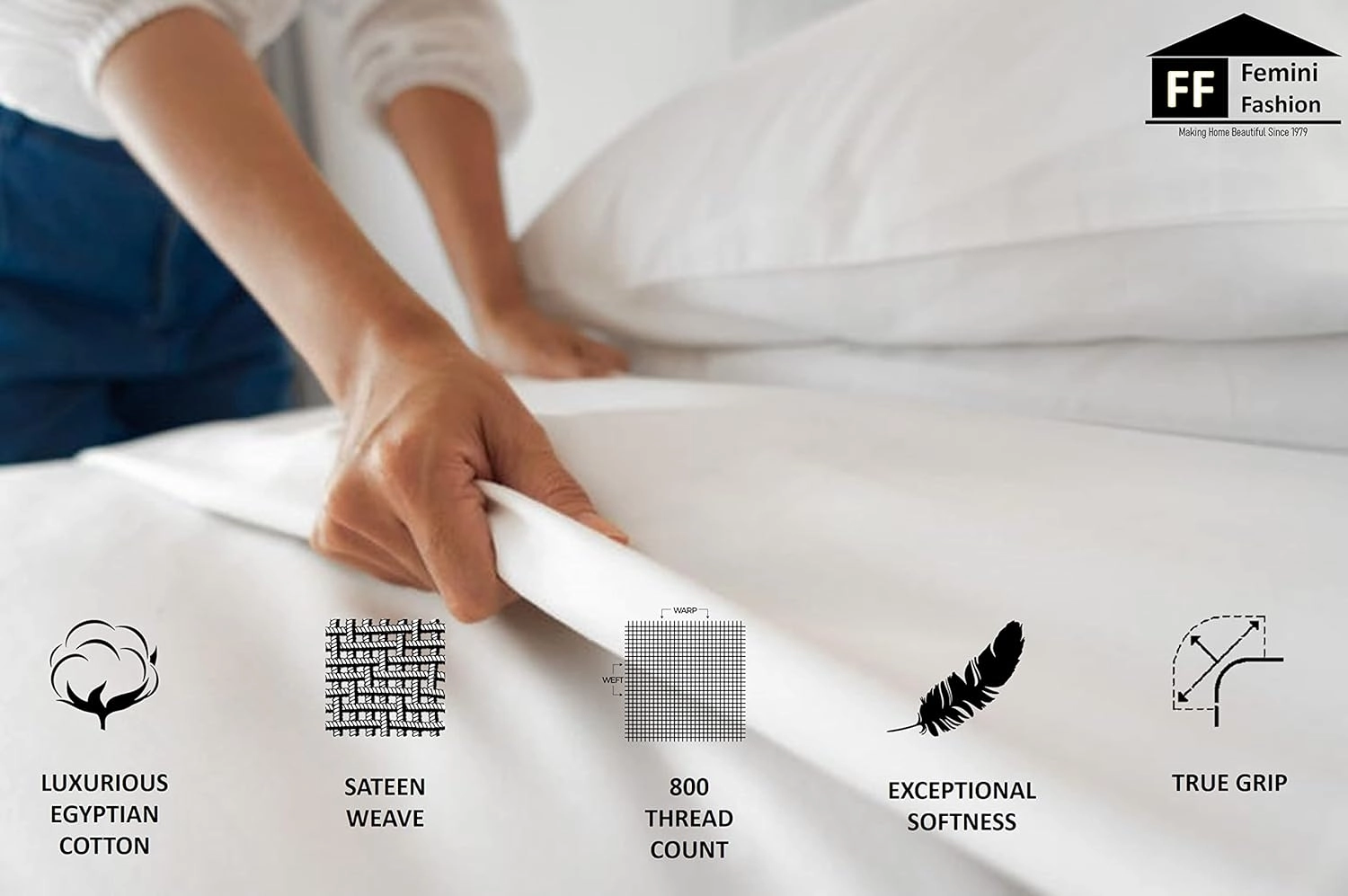 Femini Fashion Extra Deep Pocket 800 Thread Count 100% Egyptain Cotton Sheet Set, [4 PCs] 28 Inch Extra Deep Pockets, Long Staple Combed Cotton Bedsheets, Silky Sateen Weave (Full, Chocolate)