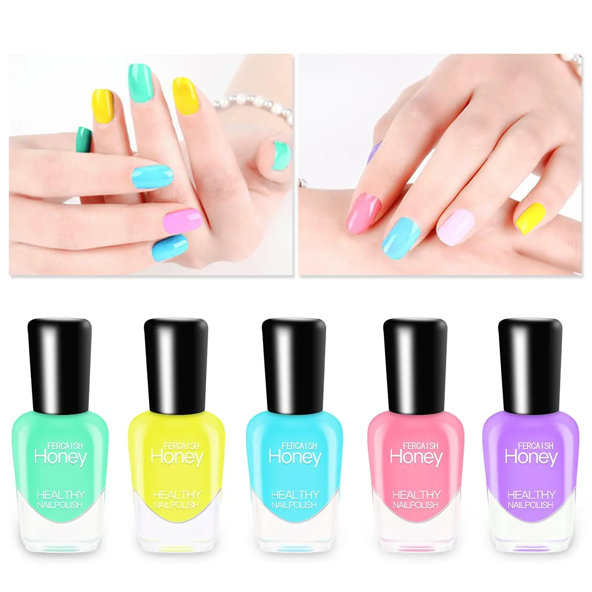 FERCAISH 20 Bottles Non Toxic Nail Polish Set, Eco-Friendly Easy Peel Off and Quick Dry Water Based Nail Polish for Women, Teens, Kids