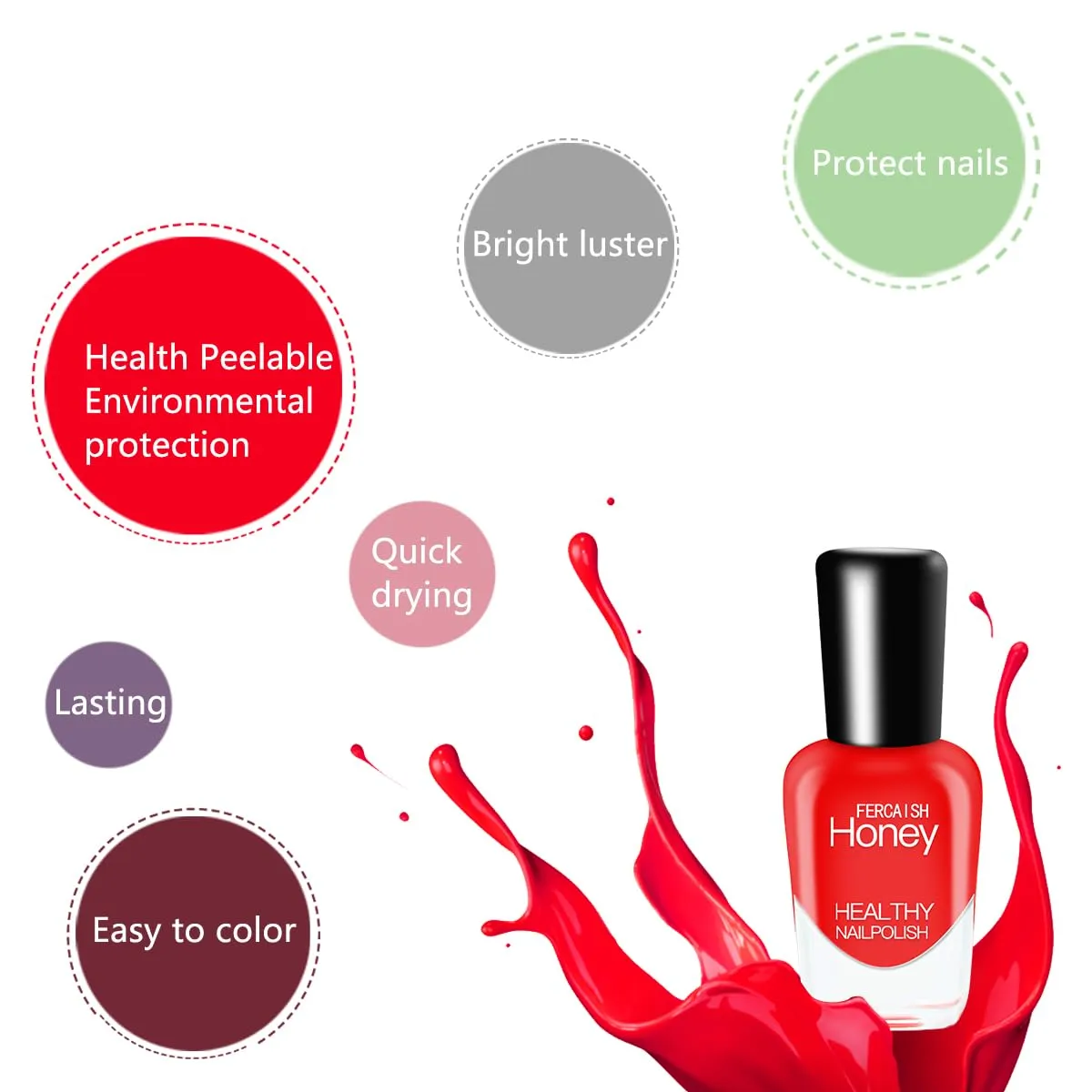 FERCAISH 20 Bottles Non Toxic Nail Polish Set, Eco-Friendly Easy Peel Off and Quick Dry Water Based Nail Polish for Women, Teens, Kids