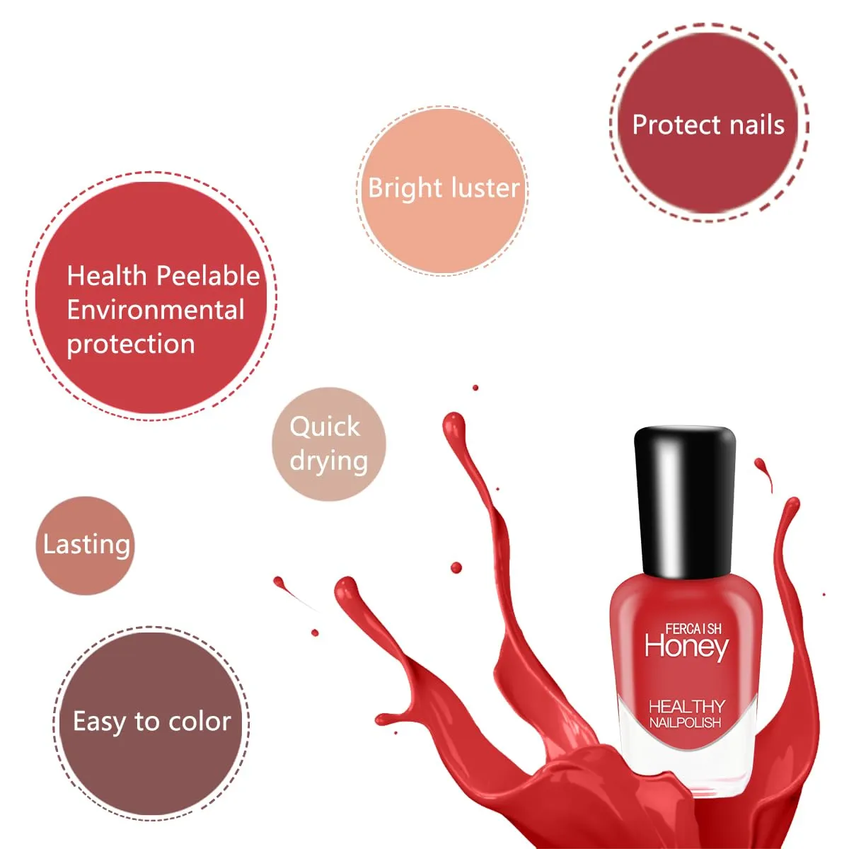 FERCAISH 20 Bottles Non Toxic Nail Polish Set, Eco-Friendly Easy Peel Off and Quick Dry Water Based Nail Polish for Women, Teens, Kids