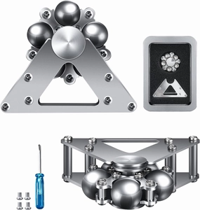 Ferris Wheel Fidget Spinner, Desk Toys Spin with Stand, Metal Frame Stainless Steel Smooth Bearing, Space Silver, Leisure Entertainment Spinning Decompression Gift Gyro Toy - 5 Balls