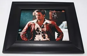 Fight Club 'Tyler Durden' Genuine Brad Pitt Hand Signed Autographed 8x10 Glossy Photo Gallery Framed Loa