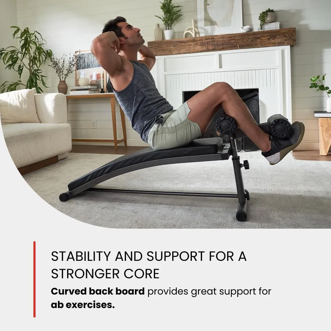 Finer Form Gym-Quality Sit Up Bench with Reverse Crunch Handle - Curved Ab Workout Bench for Your Home Gym. More Effective than an Ab Machine or Ab Roller. Get Abdominal Weight Bench for Decline Bench Press Right in Your Home Gym.