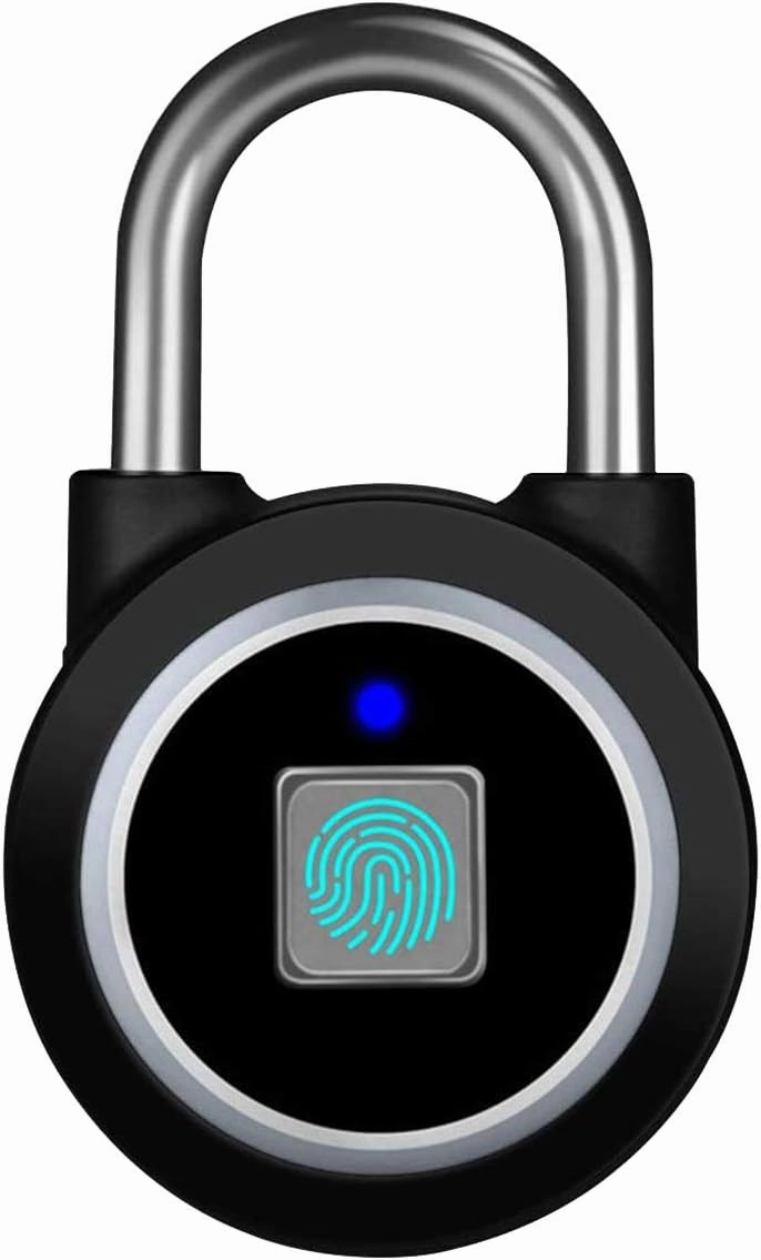 Fingerprint Padlock, Bluetooth Lock, Mobile APP, MEGAFEIS Smart Padlock with Keyless Biometric, Water Resistant, Suitable for Gym, Sports, Bike, School, Fence and Storage(Black)