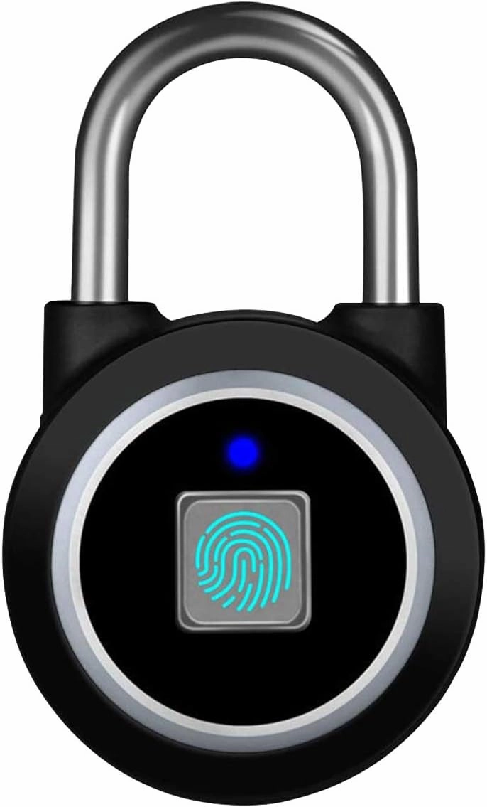Fingerprint Padlock, Bluetooth Lock, Mobile APP, MEGAFEIS Smart Padlock with Keyless Biometric, Water Resistant, Suitable for Gym, Sports, Bike, School, Fence and Storage(Black)