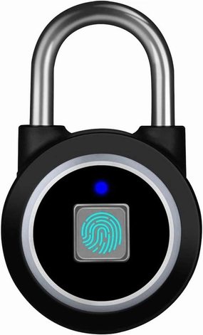 Fingerprint Padlock, Bluetooth Lock, Mobile APP, MEGAFEIS Smart Padlock with Keyless Biometric, Water Resistant, Suitable for Gym, Sports, Bike, School, Fence and Storage(Black)