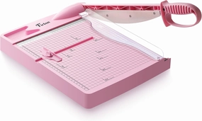 Firbon 12" Guillotine Paper Cutter, Heavy Duty 30-Sheet Capacity Trimmer for Cardstock, Photos, Scrapbooking, Office, Classroom, Studio (Pink)