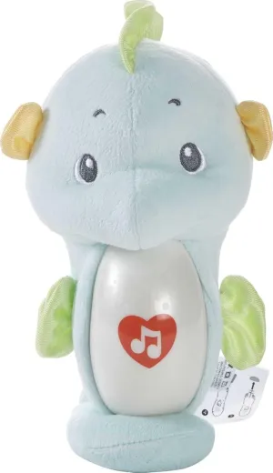 Fisher-Price Baby Toy Smart Seahorse, Blue Plush Portable Sound Machine with Music & Lights for Developmental Play Newborns Ages 0  Months