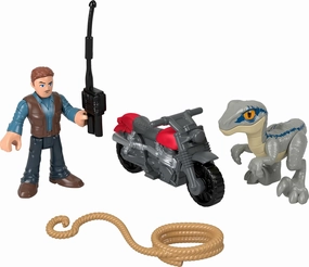 Fisher-Price Imaginext Jurassic World Dinosaur Toys Owen Grady & Blue Figure Playset for Preschool Pretend Play Ages 3  Years