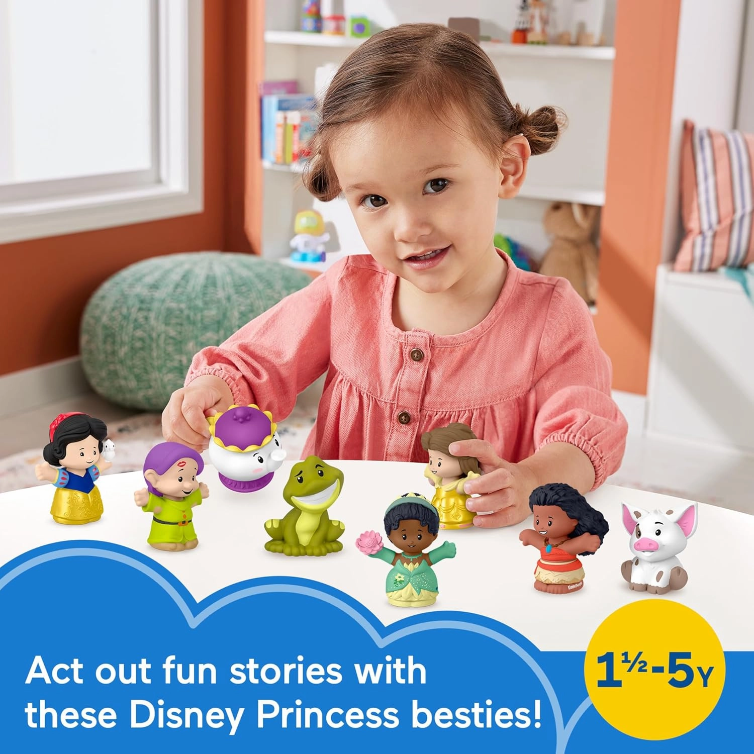Fisher-Price Little People Toddler Toys Disney Princess Story Duos 8-Piece Figure Set for Preschool Pretend Play Ages 18  Months