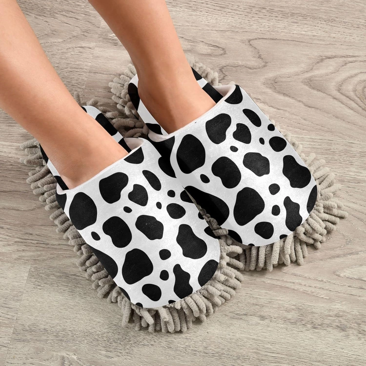 Fisyme Mop Slippers Soft Washable Microfiber Super Chenille Mopping House Home Shoes Mop Slippers for Floor Cleaning