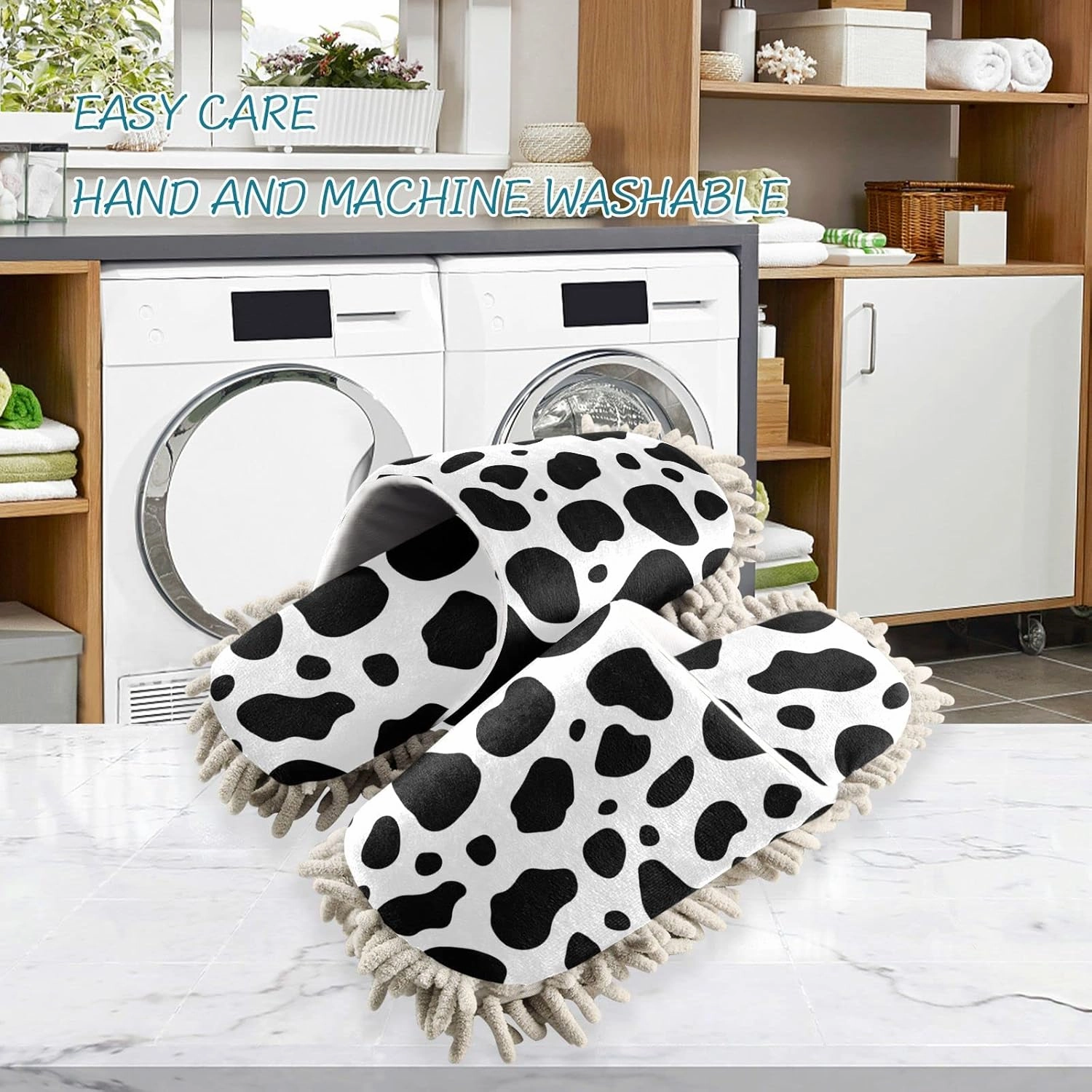 Fisyme Mop Slippers Soft Washable Microfiber Super Chenille Mopping House Home Shoes Mop Slippers for Floor Cleaning