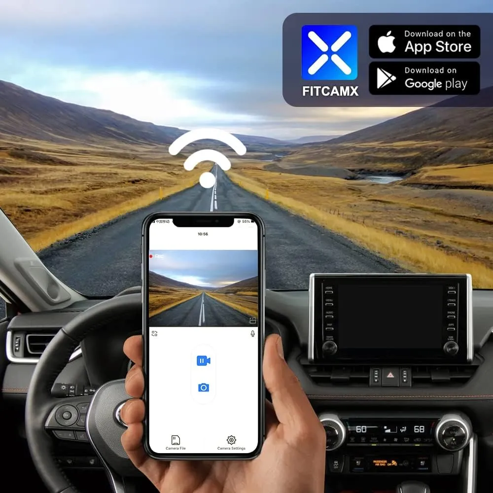 Fitcamx 4K Dash Cam Suitable for Toyota RAV4 2022 2023 2024 2025 LE Limited SE Adventure XLE Premium XSE (Model B) with Vent Hole, OEM Look, UHD 2160P Video, Loop Recording, G-Sensor, Plug&Play, 64GB