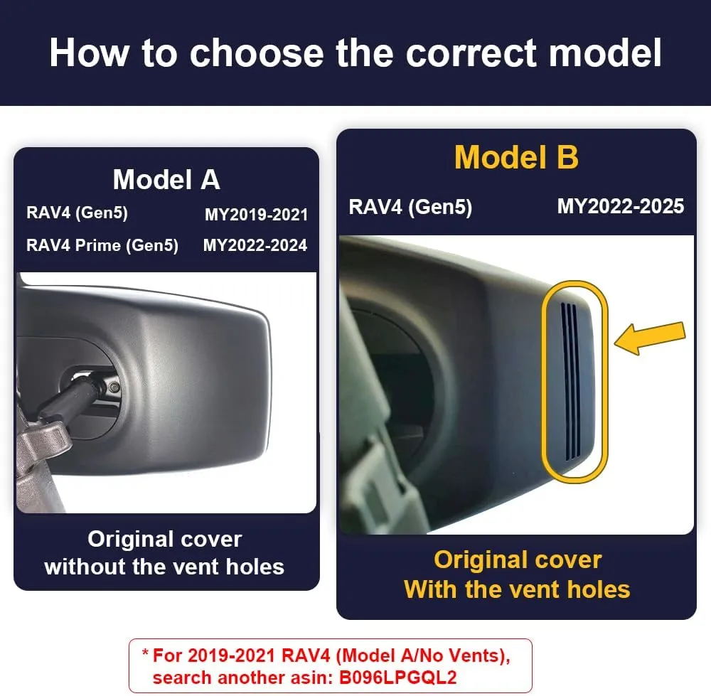 Fitcamx 4K Dash Cam Suitable for Toyota RAV4 2022 2023 2024 2025 LE Limited SE Adventure XLE Premium XSE (Model B) with Vent Hole, OEM Look, UHD 2160P Video, Loop Recording, G-Sensor, Plug&Play, 64GB