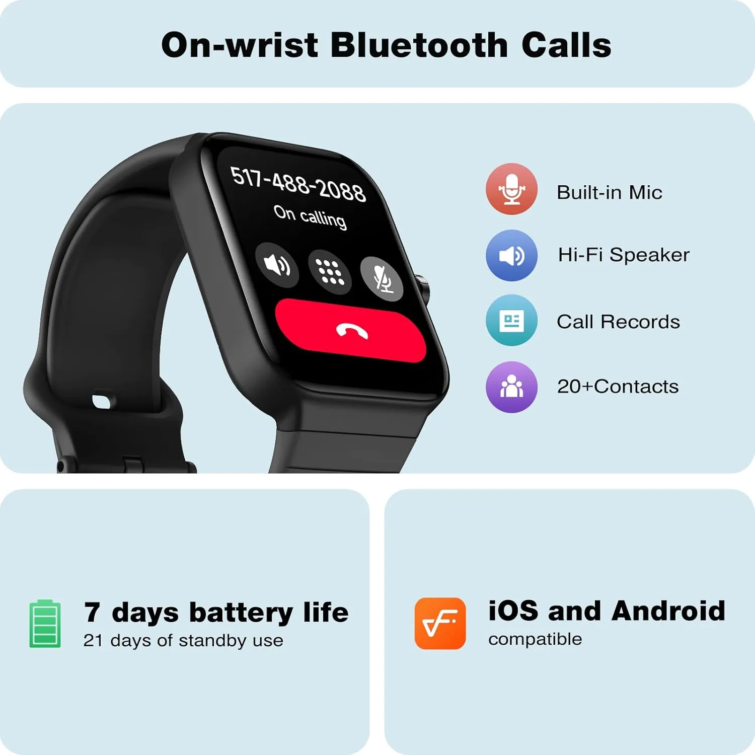 Fitpolo Smart Watch for Men Women,1.8” Touchscreen, Bluetooth Call, Alexa Built-in,24/7 Heart Rate, SpO2 Monitor, Step Counting, Sleep Tracking,IP68 Waterproof Fitness Tracker Watch for Android iPhone