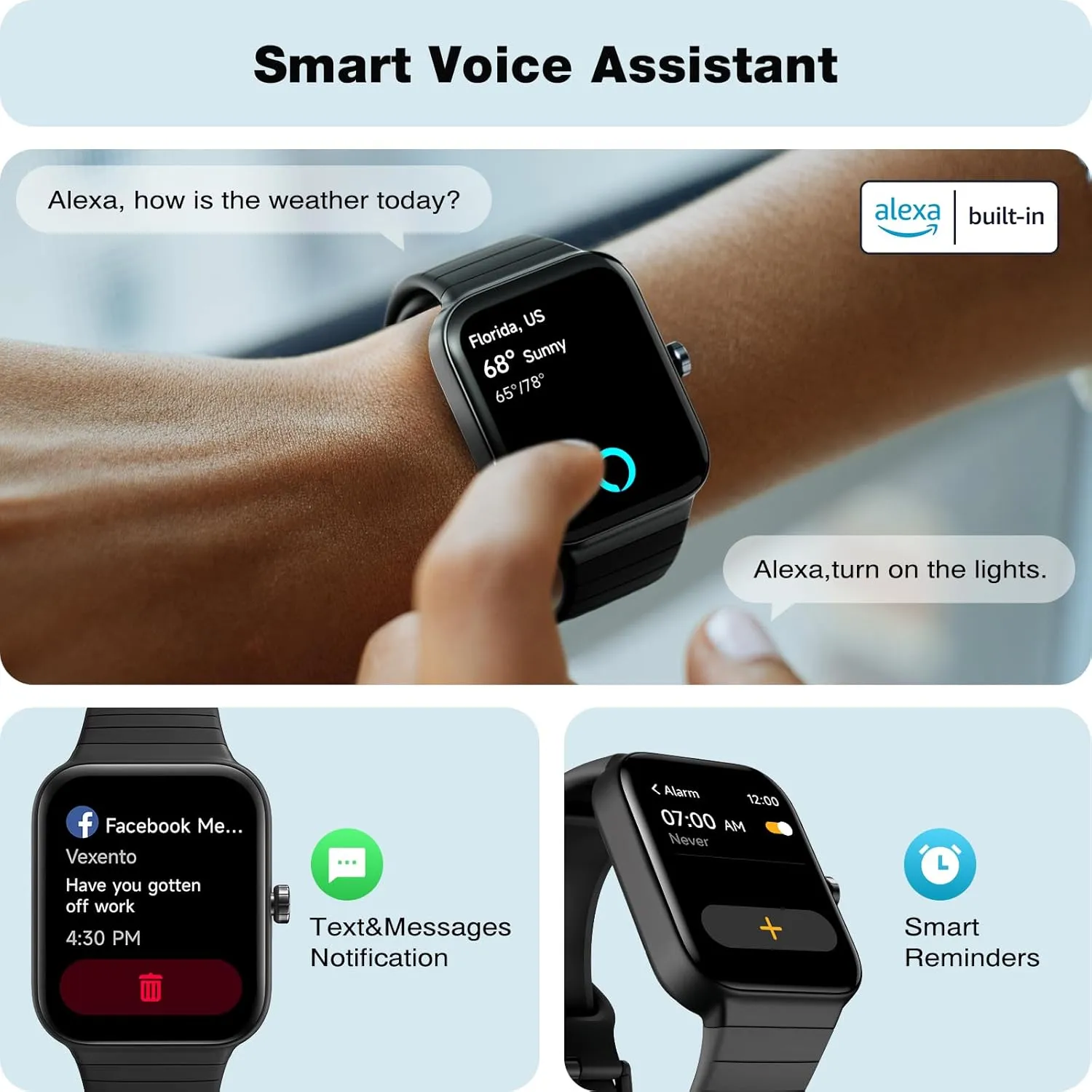 Fitpolo Smart Watch for Men Women,1.8” Touchscreen, Bluetooth Call, Alexa Built-in,24/7 Heart Rate, SpO2 Monitor, Step Counting, Sleep Tracking,IP68 Waterproof Fitness Tracker Watch for Android iPhone
