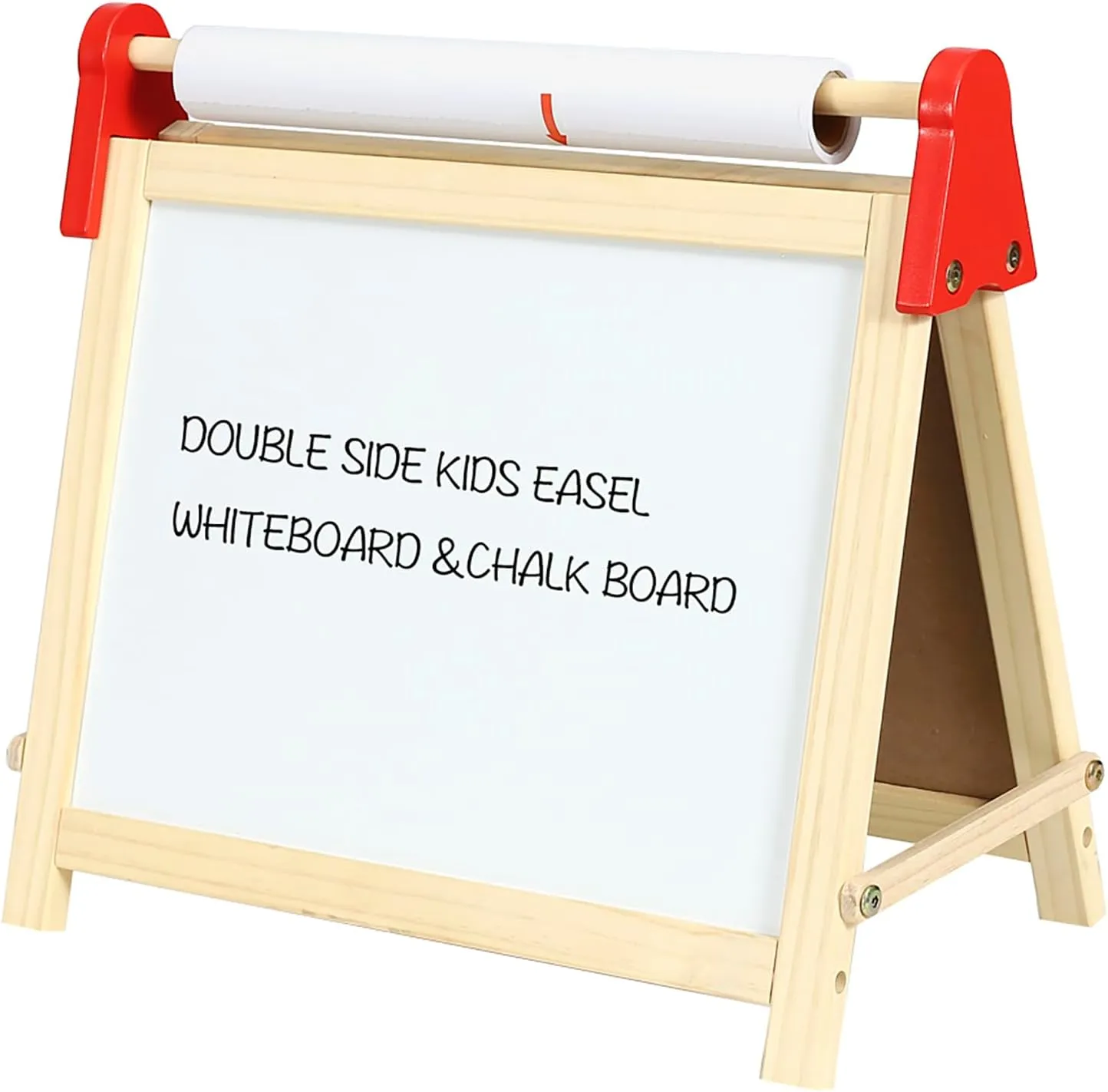 Flat River Group Easy Playhouse Wooden Table Top Easel for Children. Double Sided, White Board and Chalk Board. Chalk, Eraser, Markers, Alphabet, Stickers and Paper Roll. Age 3 