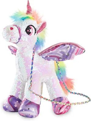 Flip Sequin Unicorn Stuffed Animal Plush Toy Purse Pops, Kids Fashion Handbags,with Reversible Glitter Sequins