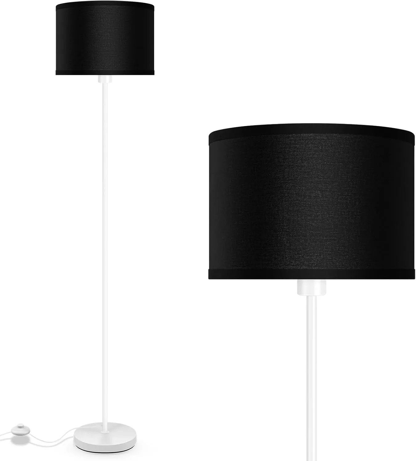 Floor Lamp, Standing Lamps, Simple Floor Lamps for Living Room, Small Stand Up Light with Black Lampshade, 59" Tall, Foot Switch, Black Living Room Decor for Bedroom, Kids Room, Den(NO Bulb, E26 Base)