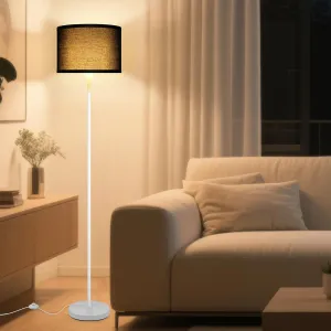 Floor Lamp, Standing Lamps, Simple Floor Lamps for Living Room, Small Stand Up Light with Black Lampshade, 59" Tall, Foot Switch, Black Living Room Decor for Bedroom, Kids Room, Den(NO Bulb, E26 Base)
