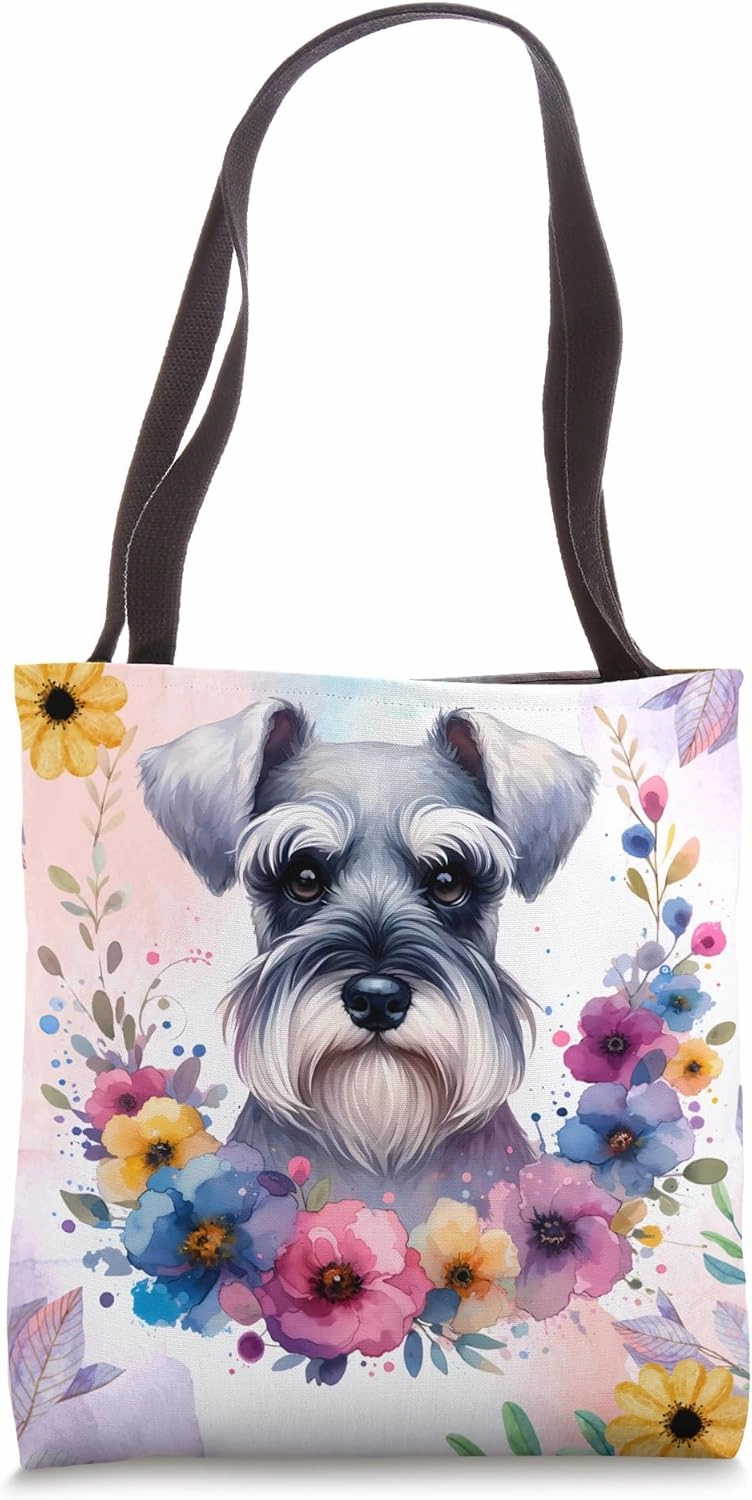 Floral Miniature Schnauzer Mama Dog Lover Mother's Day Tote Bag