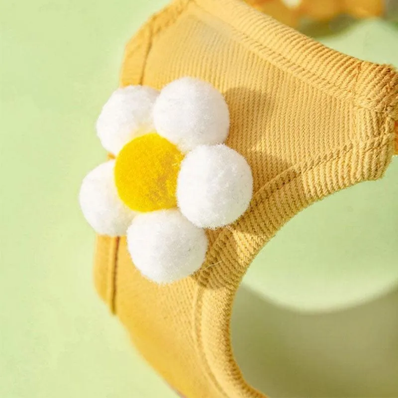 Flower Cat Harness 3 Color Cute Travel Leash Set
