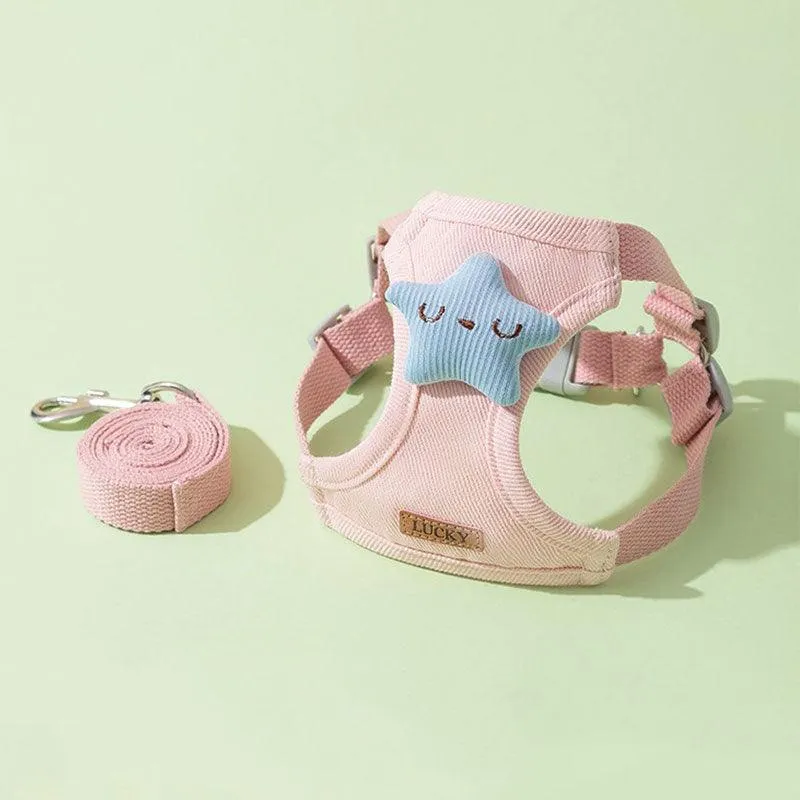 Flower Cat Harness 3 Color Cute Travel Leash Set
