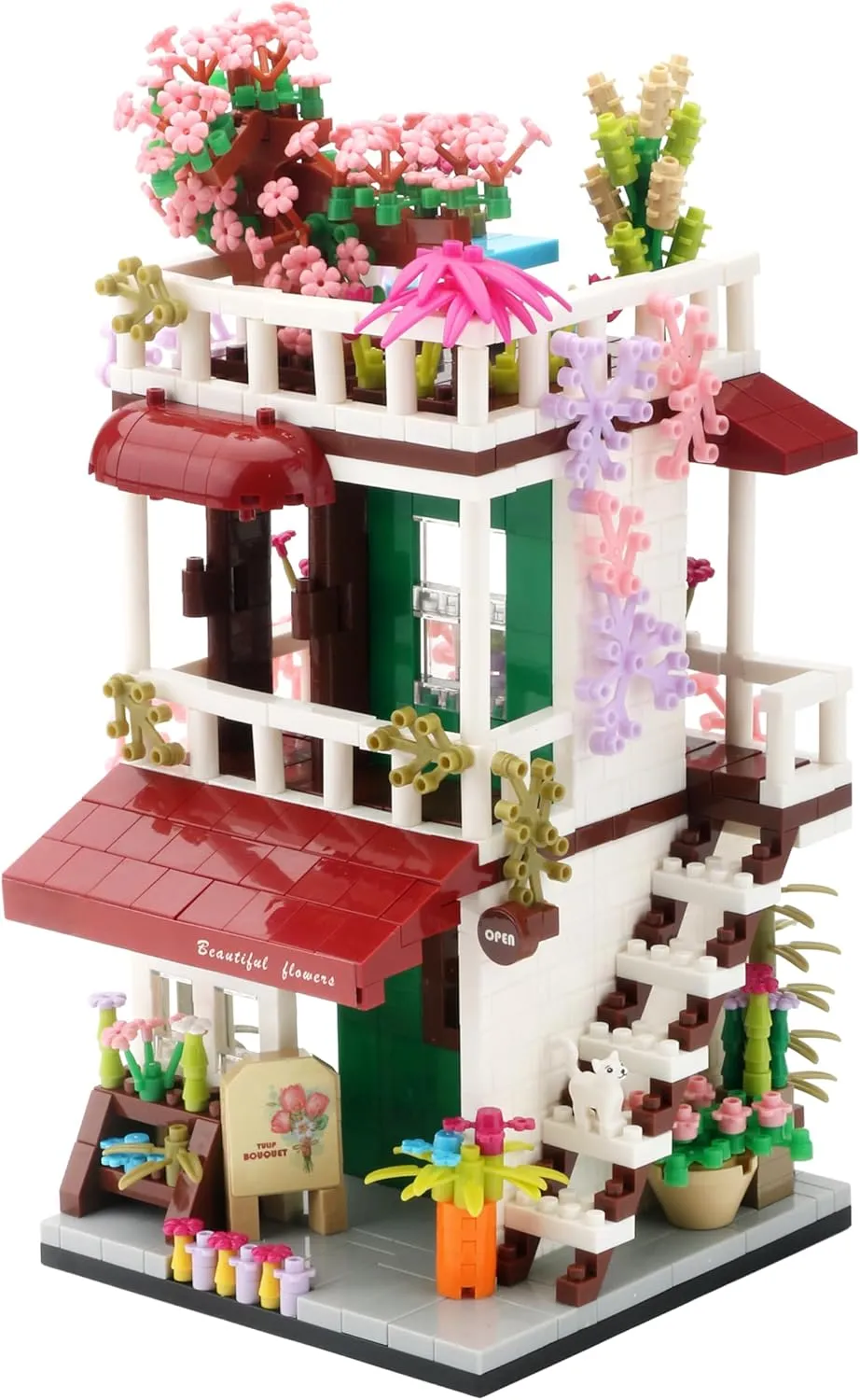 Flower Shop Micro Building Blocks Set for Girls Simulation Mini House Building Educational Creative Toy for Kids Ages of 8  953 Pieces Street View