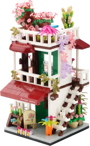 Flower Shop Micro Building Blocks Set for Girls Simulation Mini House Building Educational Creative Toy for Kids Ages of 8  953 Pieces Street View