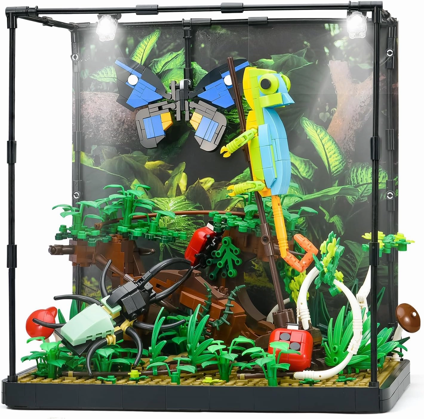 Flower Insects Collection Building Set for Kids, Animals Insect Creative Model Building Toys,with Chameleon,Ladybug,Butterfly,Birthday Gift for Adults and Boys 8 10 14 (1358PCS)