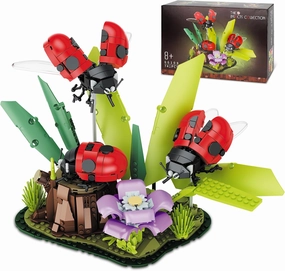 Flowers & Ladybug Insect Collection Animals Building Set, Insects and Tree Plants for Nature Decor, Ideas Gift Bug Building Toy for Adults Boys Girls (741 PCS)