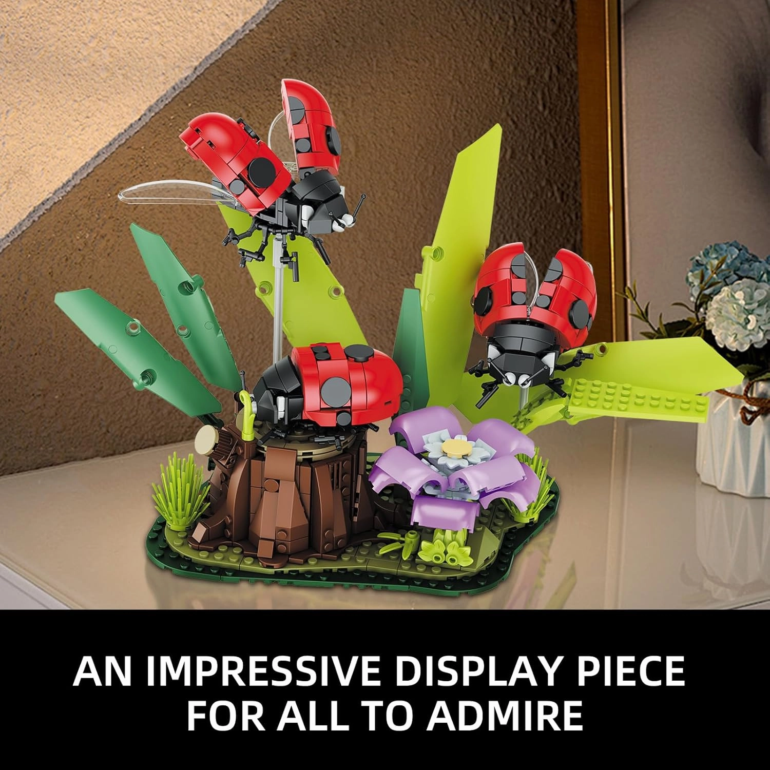 Flowers & Ladybug Insect Collection Animals Building Set, Insects and Tree Plants for Nature Decor, Ideas Gift Bug Building Toy for Adults Boys Girls (741 PCS)