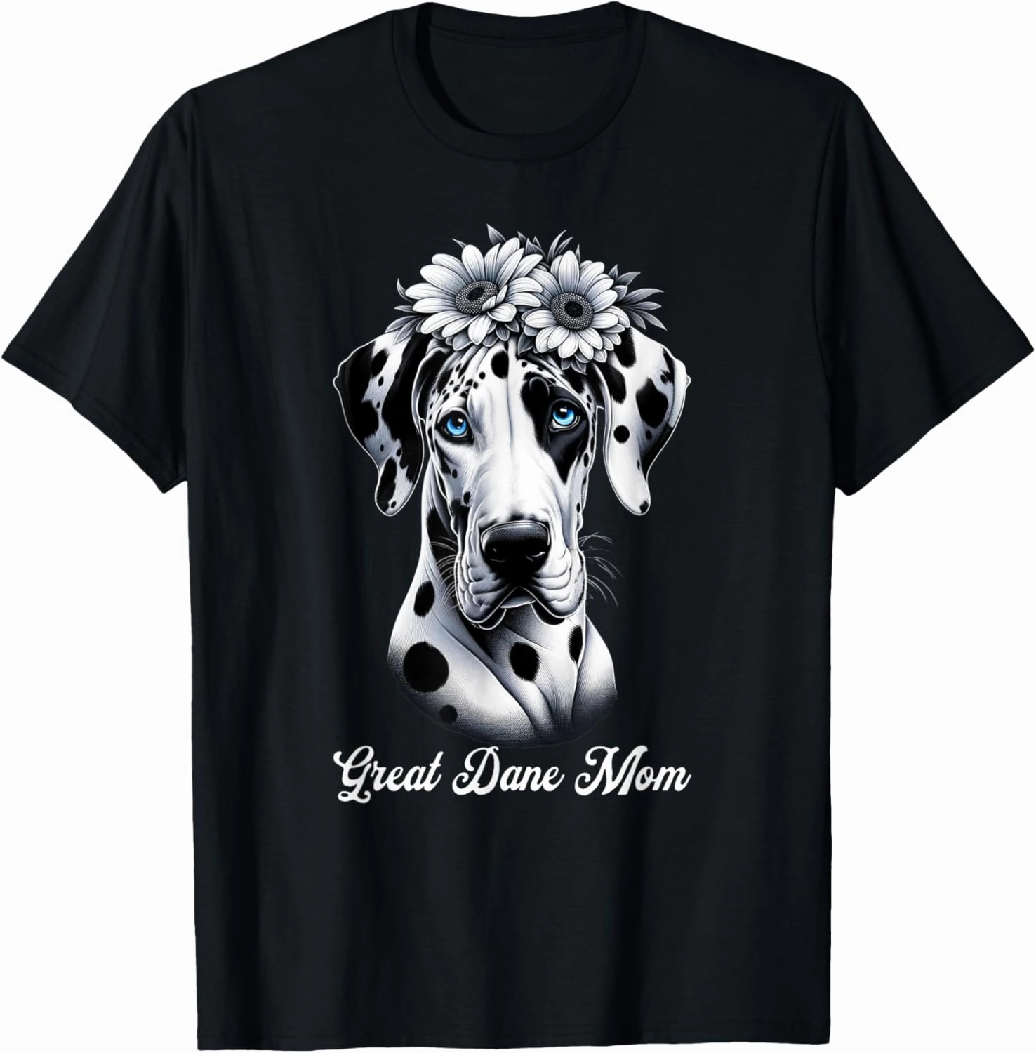 Flowers Giant Adorable Large Gentle Dog Lover Great Dane Mom T-Shirt