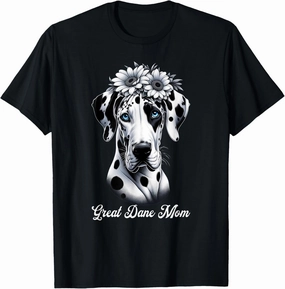 Flowers Giant Adorable Large Gentle Dog Lover Great Dane Mom T-Shirt