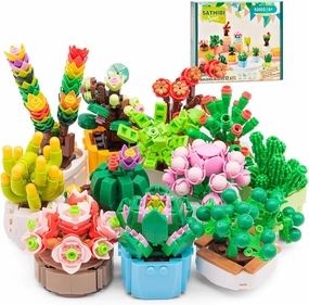 Flowers Succulents Botanical Collection Building Sets,Flower Plants Artificial Building Blocks for Adults,Home Office Decor Succulents Bonsai Building Toys,Gifts for Girls Women(1185PCS)