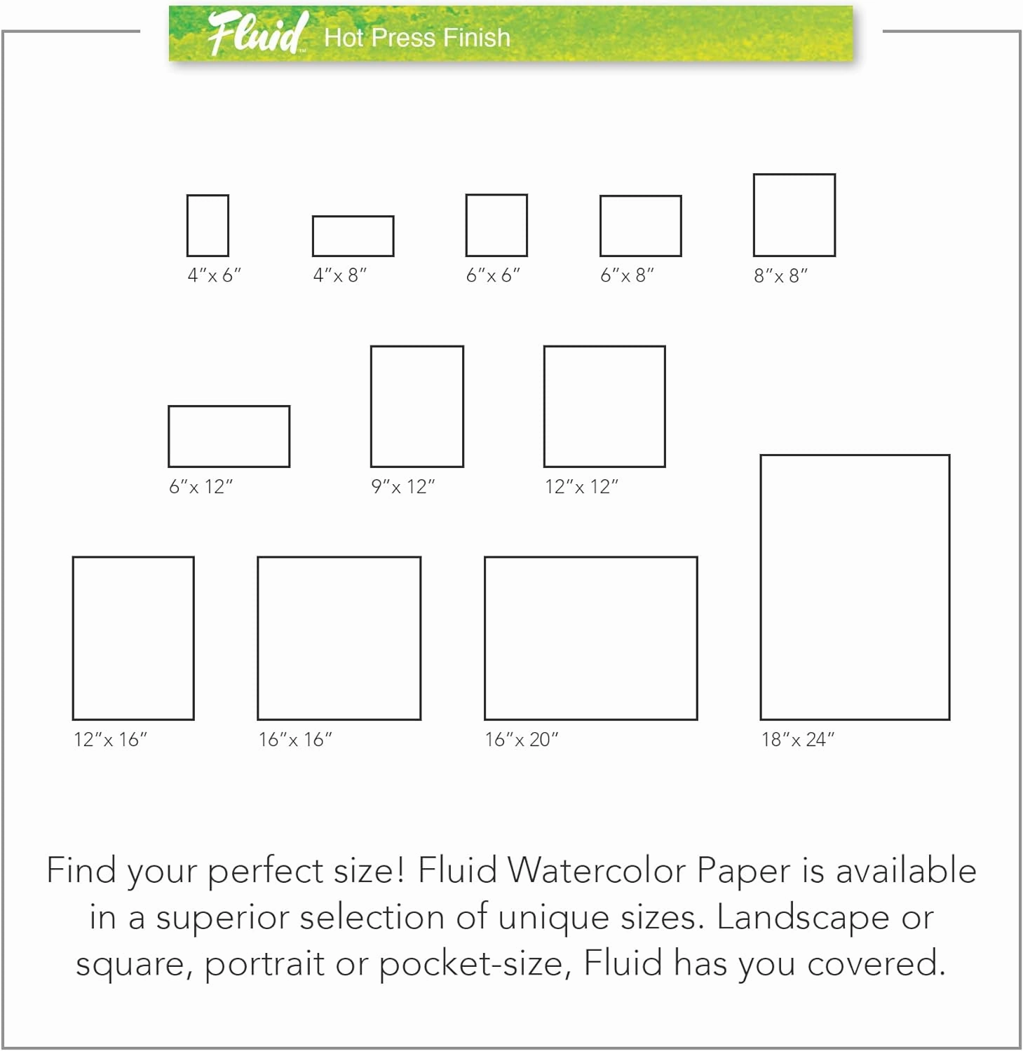 Fluid Watercolor Paper Block, 12 x 12 inches, 15 Sheets, 140 lb (300 GSM) Hot Press Pad for Artist Painting and Wet Media
